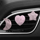 Rose Quartz Car Vent Clip Set with Heart, Star, and Moon Shapes