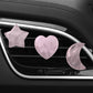 Rose Quartz Car Vent Clip Set with Heart, Star, and Moon Shapes