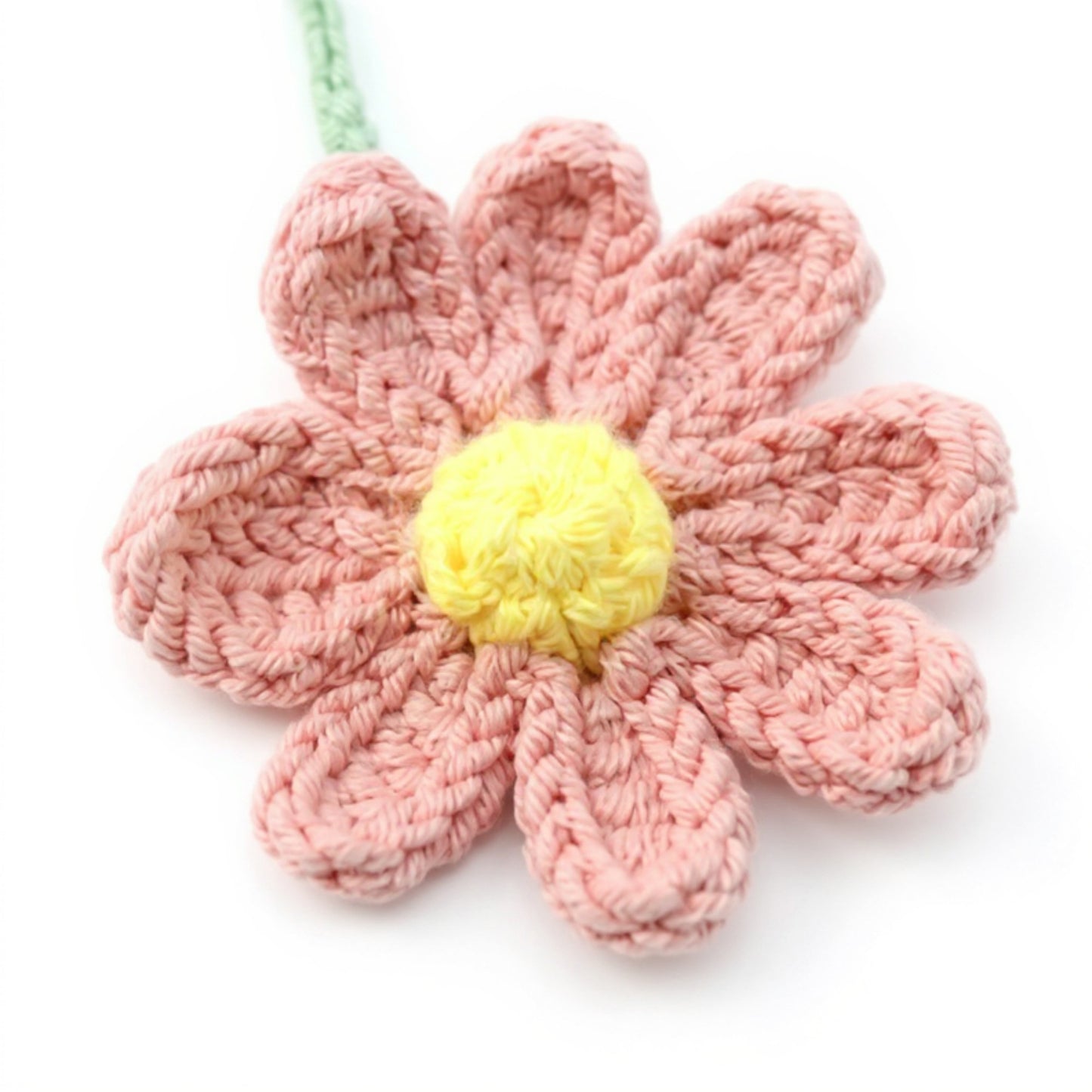 Crochet Daisy Car Mirror Hanging Decoration with Dual Flower Design