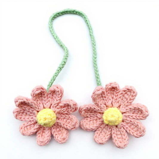 Crochet Daisy Car Mirror Hanging Decoration with Dual Flower Design