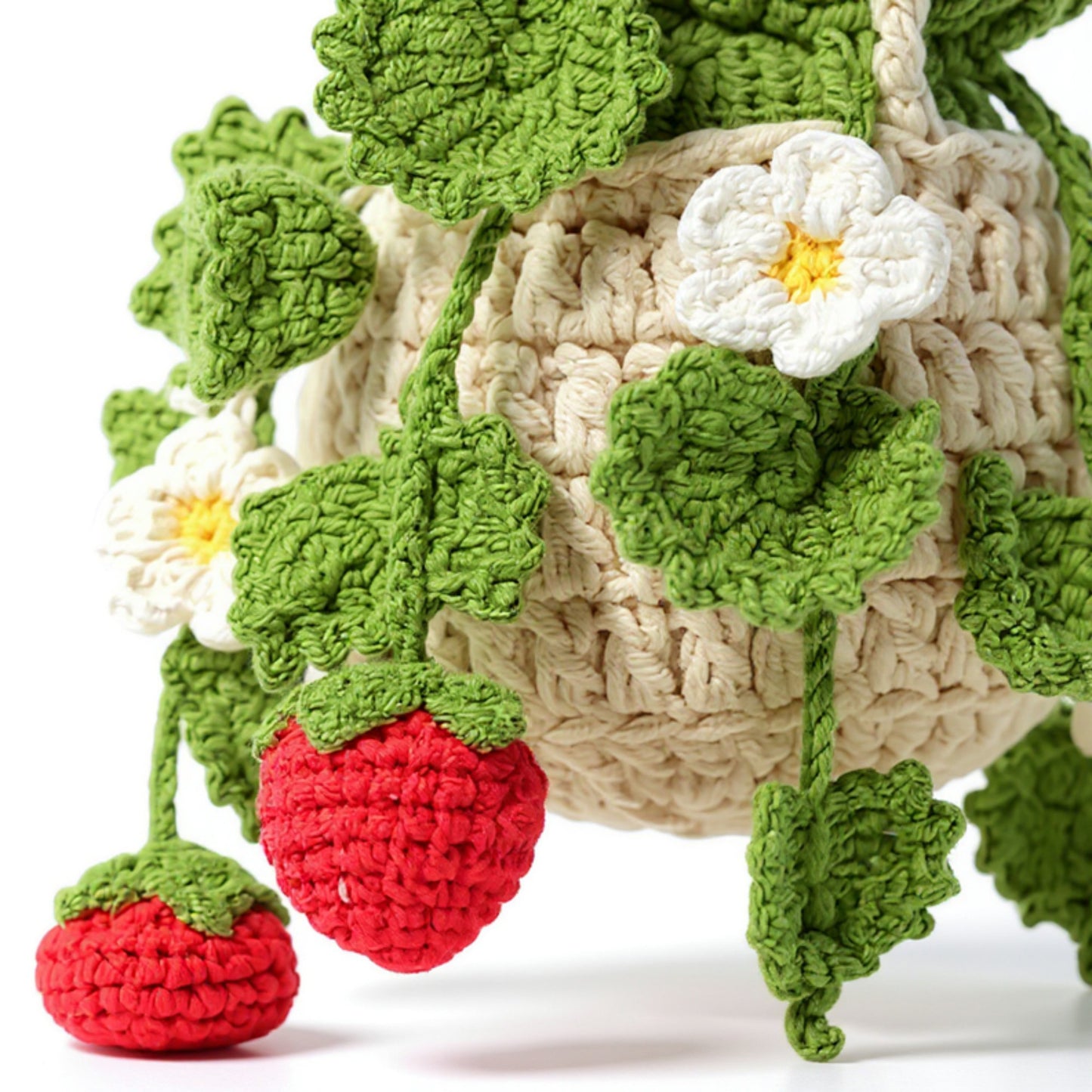 Handmade Crochet Hanging Flower Basket Decoration with Blooming Details