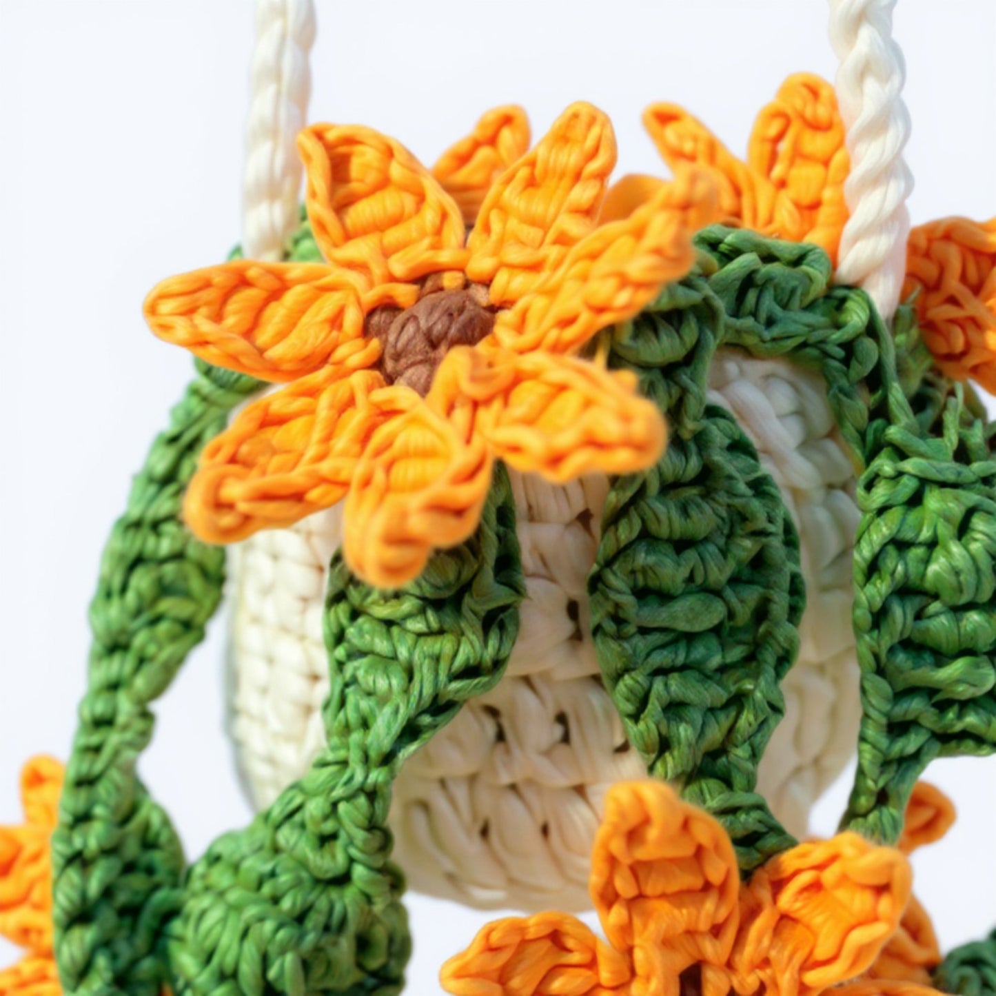 Handmade Crochet Hanging Flower Basket Decoration with Blooming Details