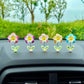 Mini Crystal Flower Figurine Set with Colorful Petals and Green Leaves