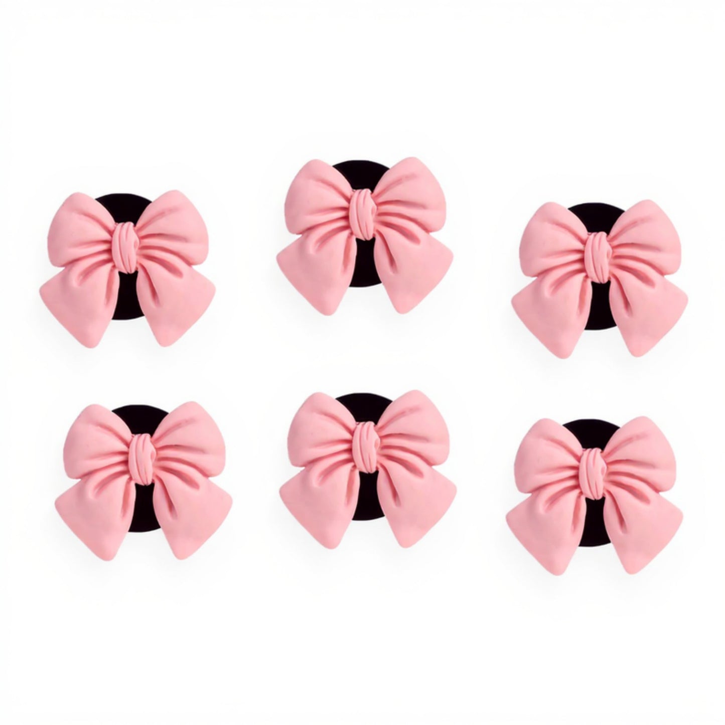 6-Piece Pink Bow Car Air Vent Clip Set with Soft Decorative Design