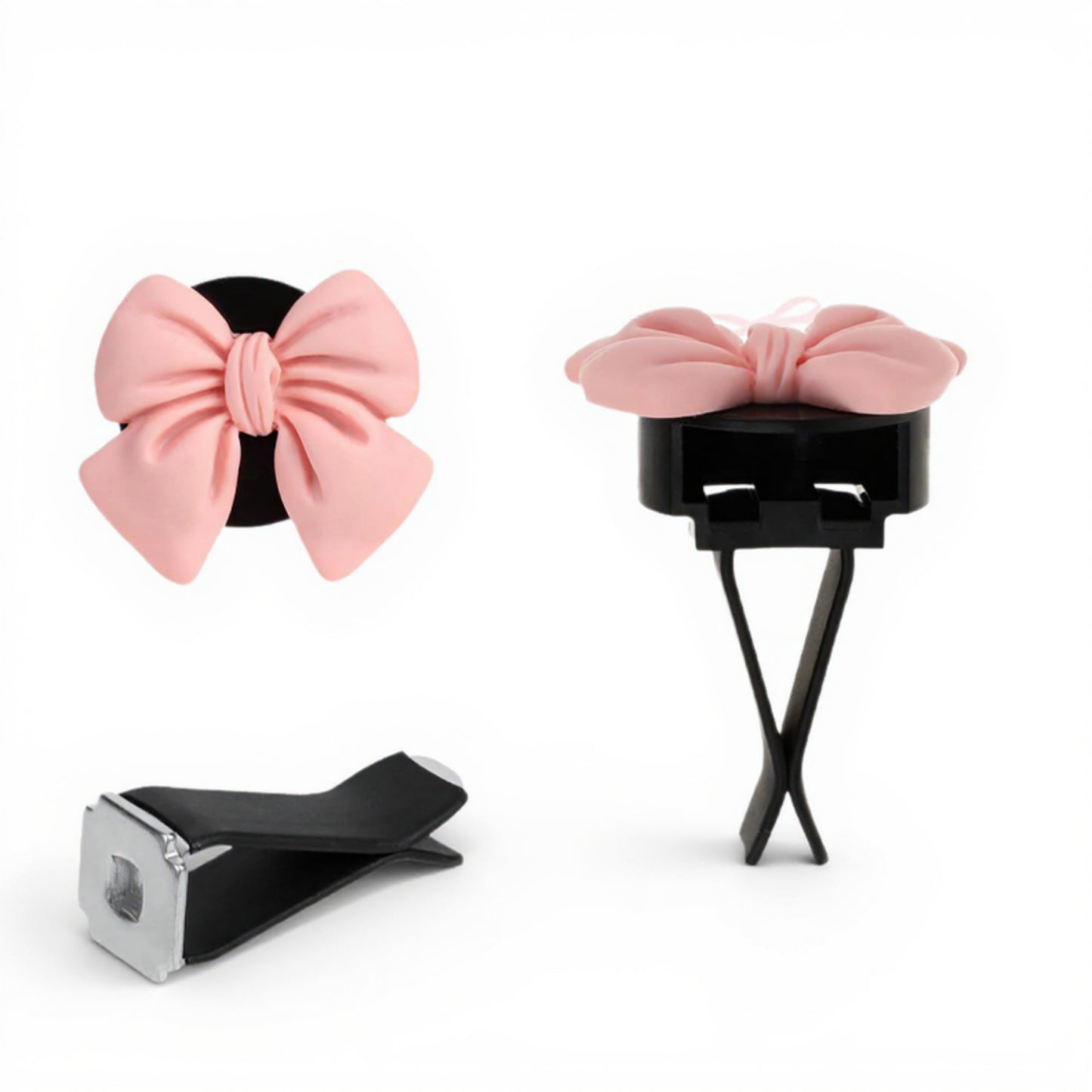 6-Piece Pink Bow Car Air Vent Clip Set with Soft Decorative Design