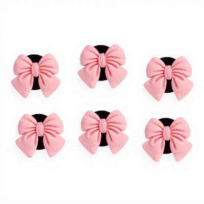 6-Piece Pink Bow Car Air Vent Clip Set with Soft Decorative Design