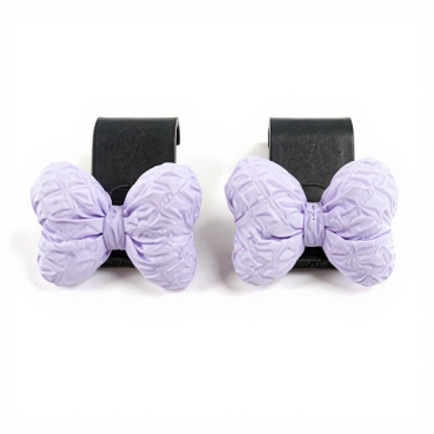 2-Piece Textured Bow Car Air Vent Clip Set with Decorative Lavender Design
