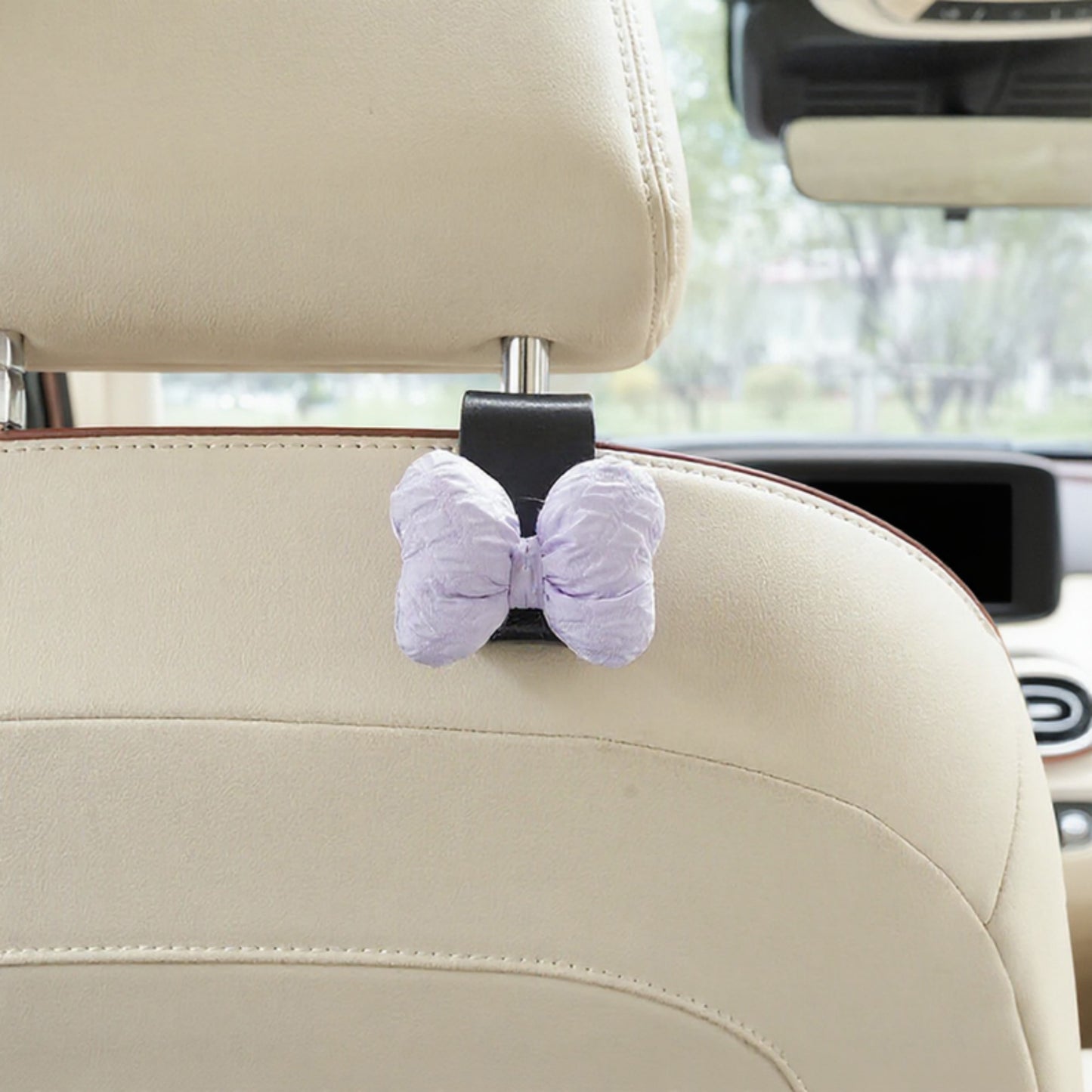2-Piece Textured Bow Car Air Vent Clip Set with Decorative Lavender Design