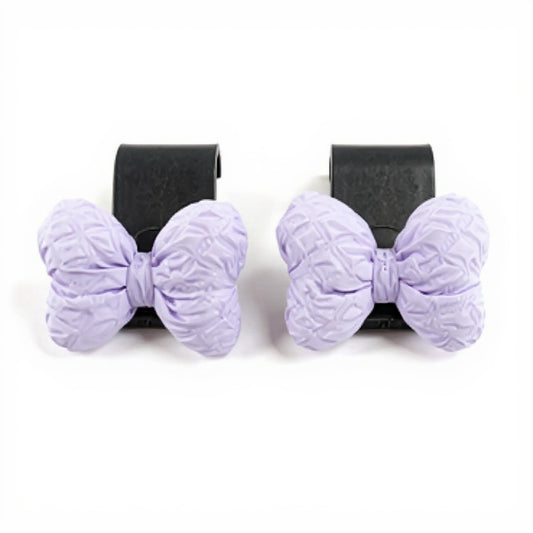 2-Piece Textured Bow Car Air Vent Clip Set with Decorative Lavender Design