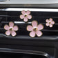 6-Piece Pink Flower Car Air Vent Clip Set with Gold Accent Petals