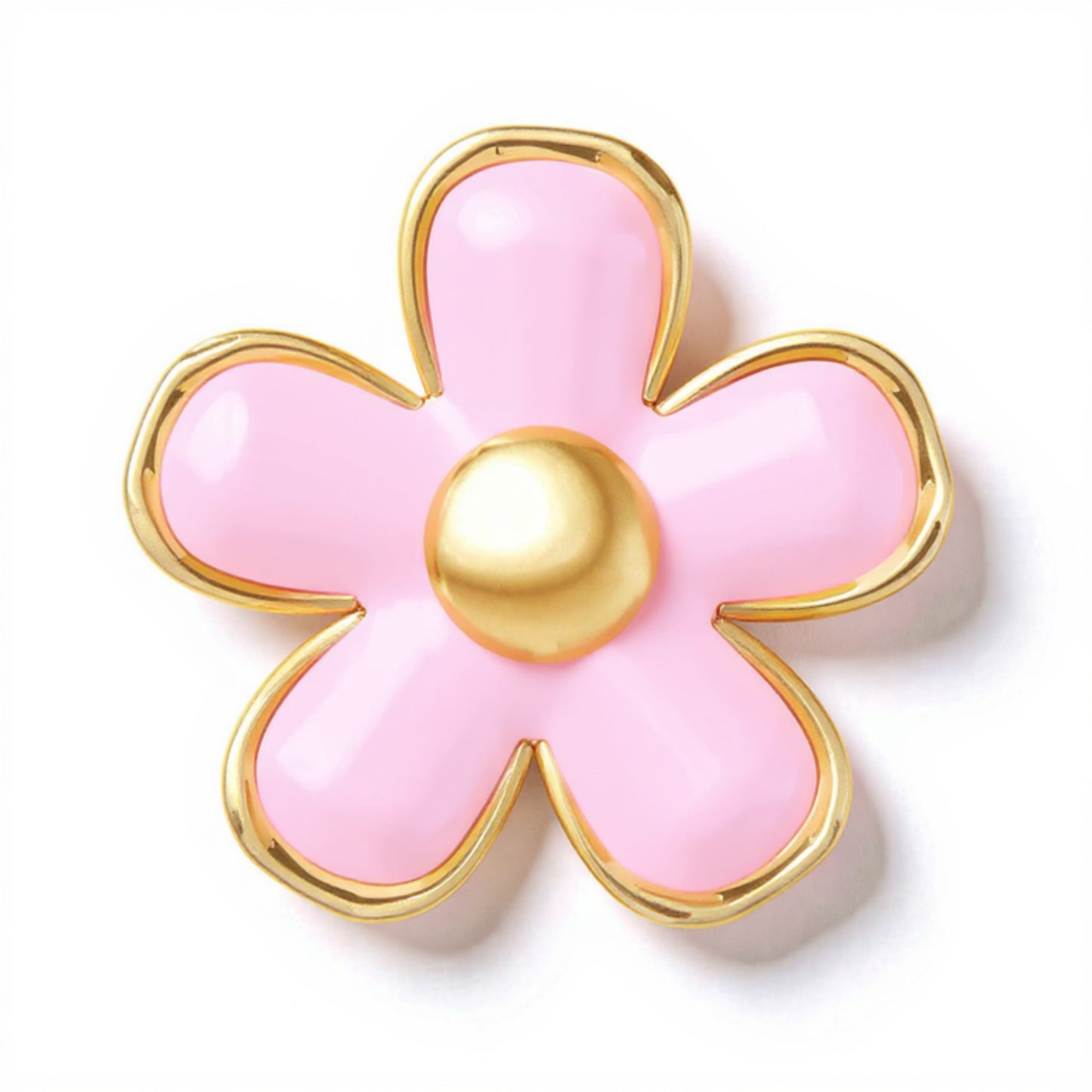 6-Piece Pink Flower Car Air Vent Clip Set with Gold Accent Petals
