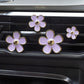 6-Piece Pink Flower Car Air Vent Clip Set with Gold Accent Petals