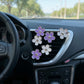 6-Piece Pink Flower Car Air Vent Clip Set with Gold Accent Petals