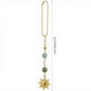 Gold Sun Pendant Ornament with Natural Stone Beads and Celestial Charm