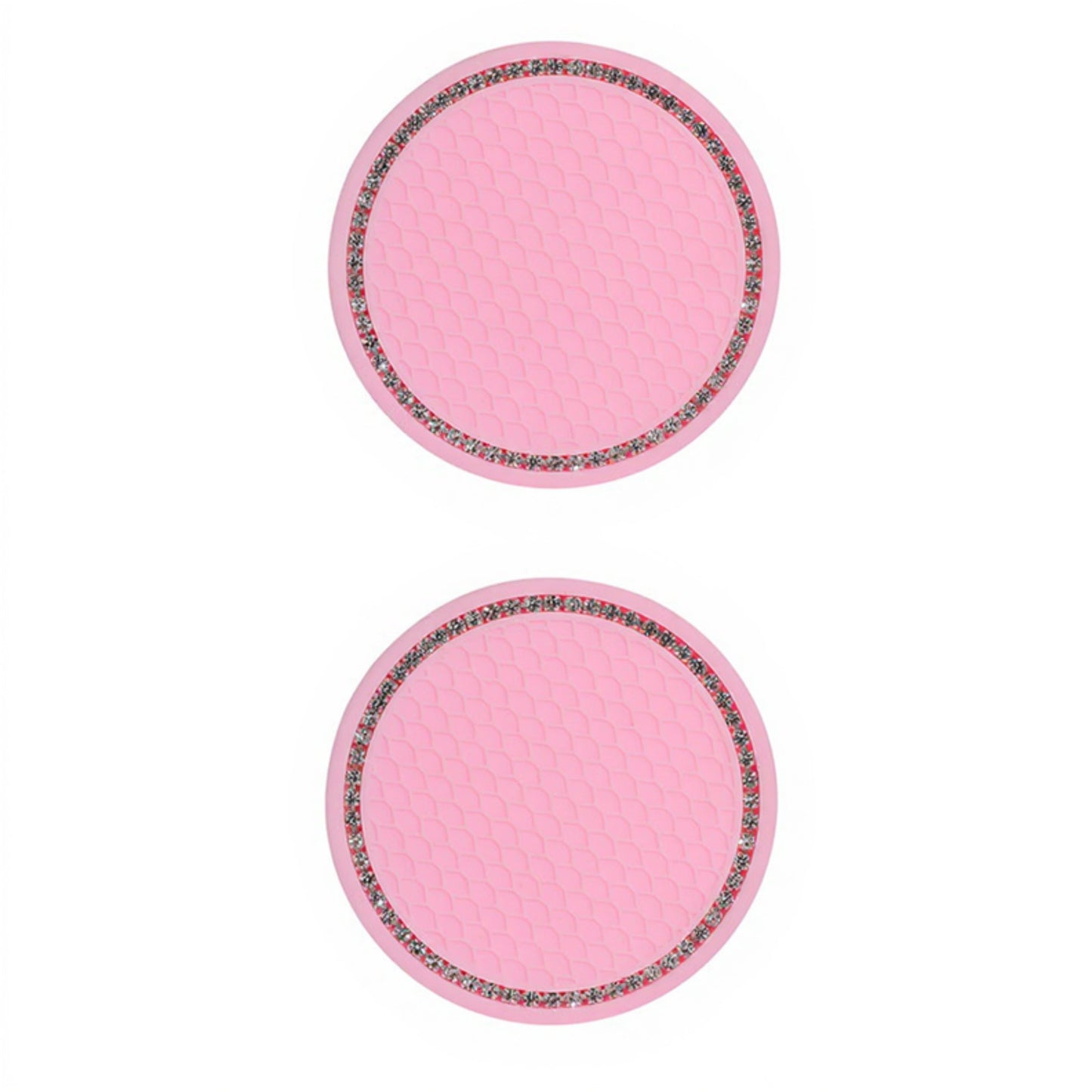 2-Piece Round Rhinestone Car Cup Holder Coaster with Non-Slip Textured Surface