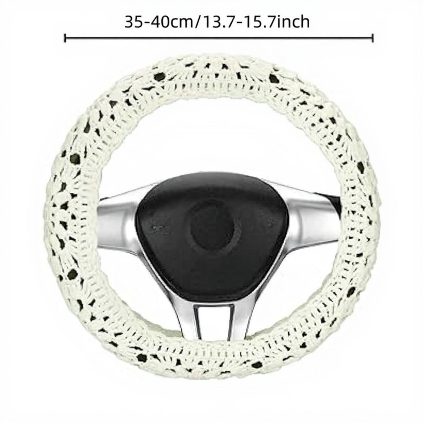 Handcrafted Crochet Steering Wheel Cover and Seat Belt Pad Set