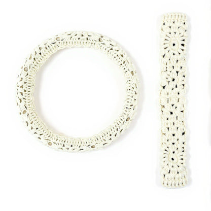 Handcrafted Crochet Steering Wheel Cover and Seat Belt Pad Set