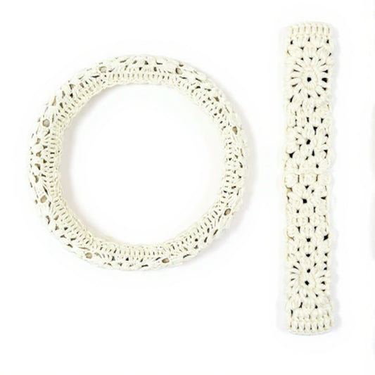 Handcrafted Crochet Steering Wheel Cover and Seat Belt Pad Set
