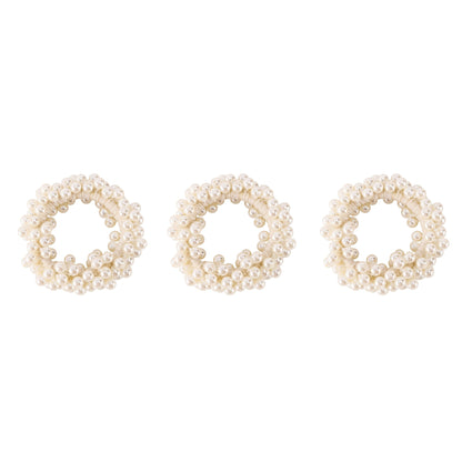 3pcs Elastic Hair Tie with Faux Pearl Bead Detailing and Stretchable Design
