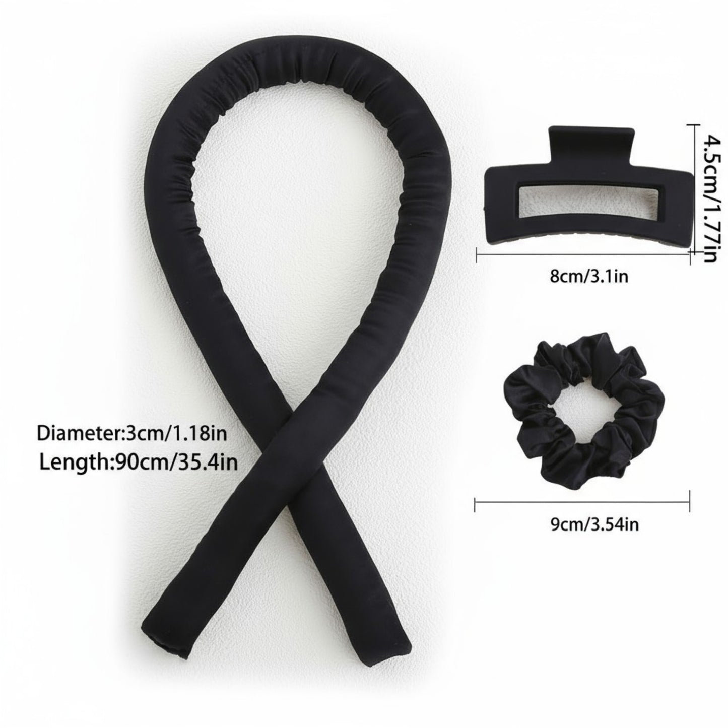 No-Heat Curling Ribbon Set with Satin Scrunchies and Hair Clip
