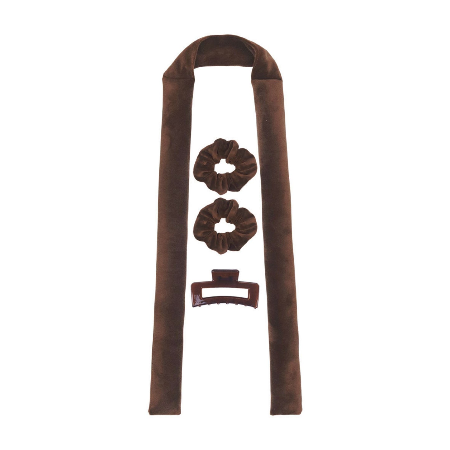 No-Heat Curling Ribbon Set with Satin Scrunchies and Hair Clip