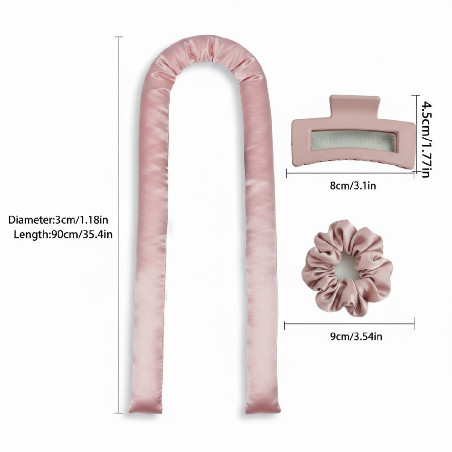 No-Heat Curling Ribbon Set with Satin Scrunchies and Hair Clip