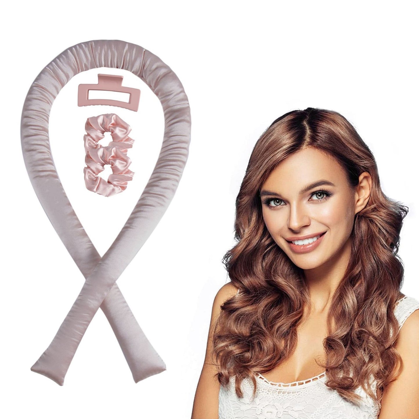 No-Heat Curling Ribbon Set with Satin Scrunchies and Hair Clip