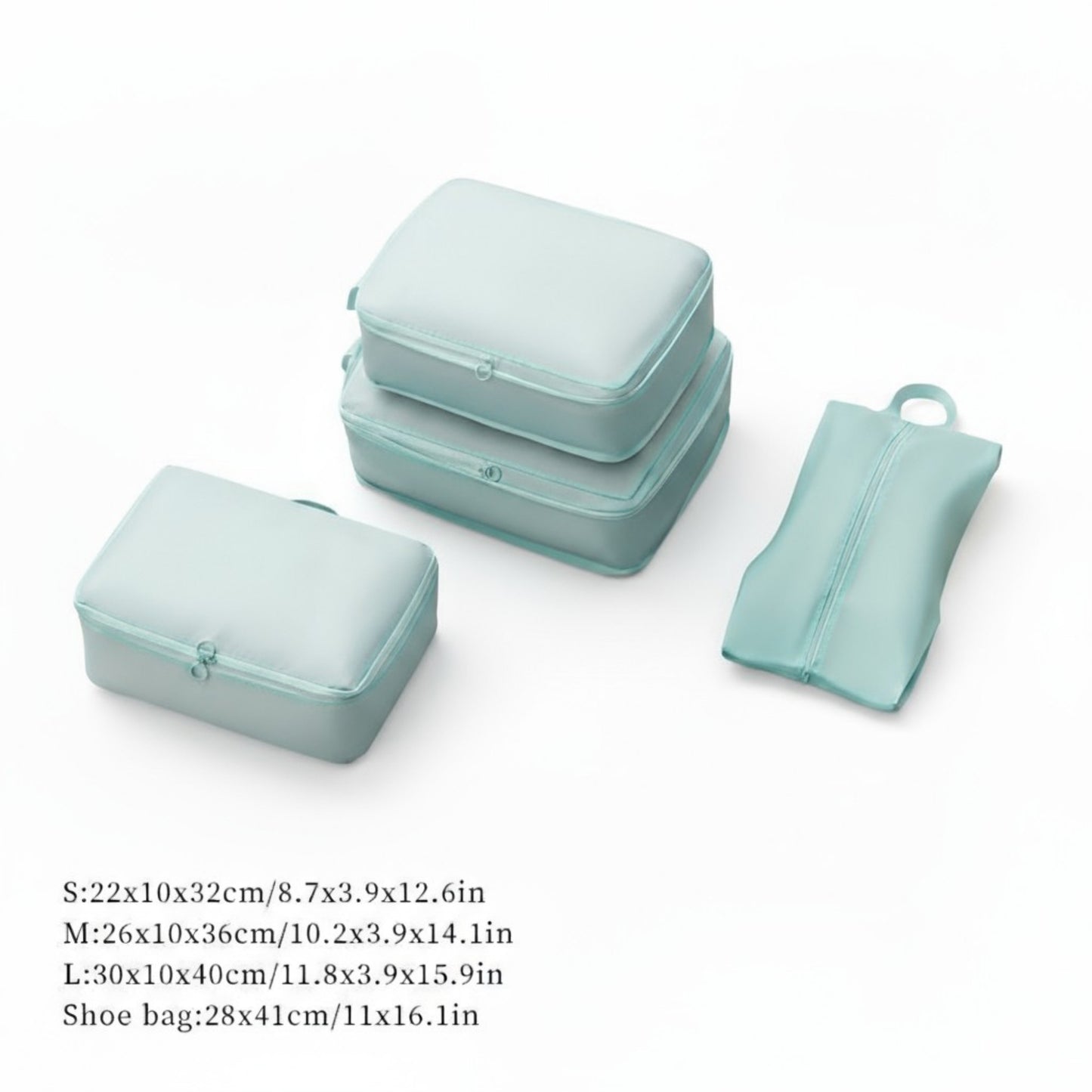 4-Piece Compression Packing Cube Set with Zipper Closure and Carry Handles