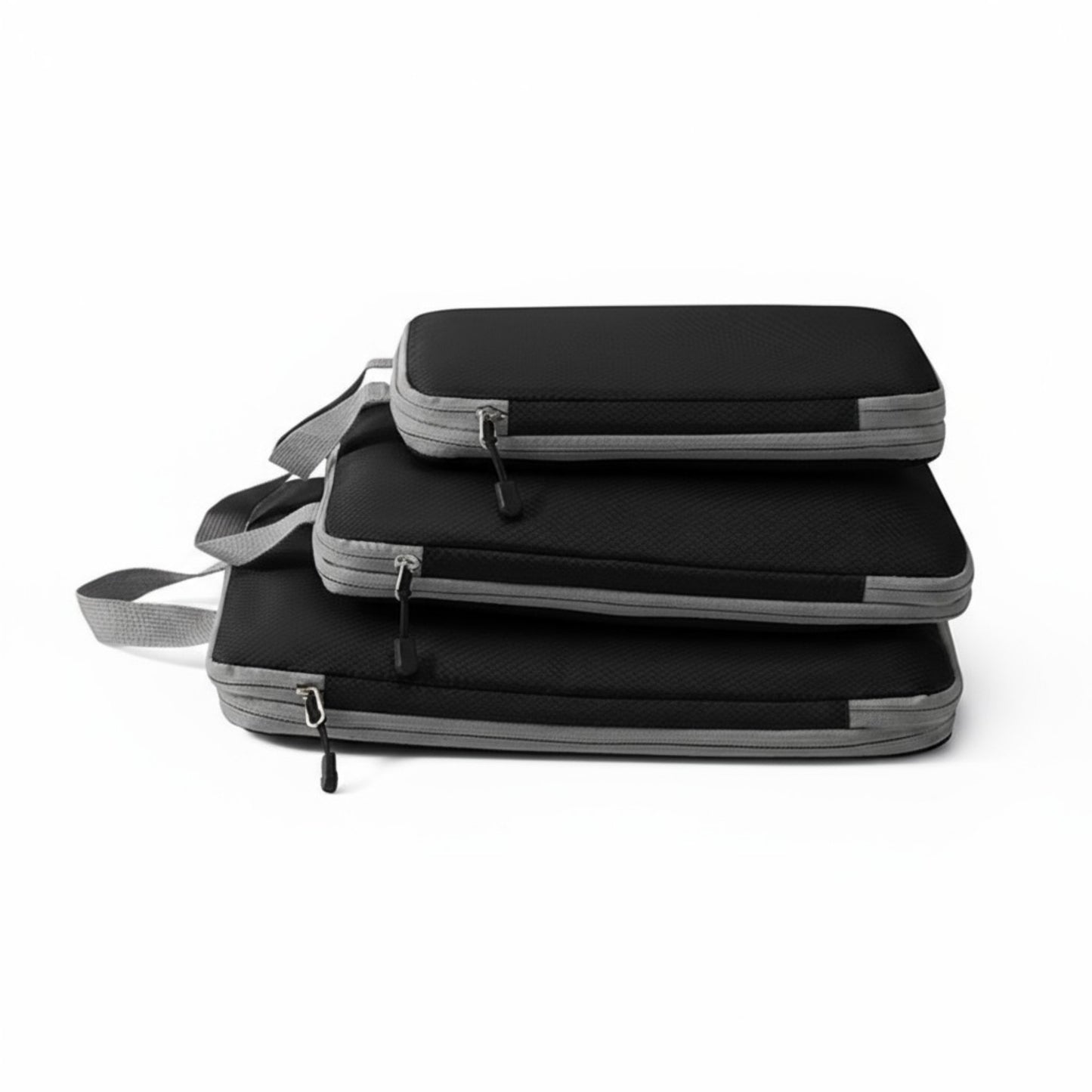 3-Piece Compression Packing Cube Set with Zipper Closure and Carry Handles
