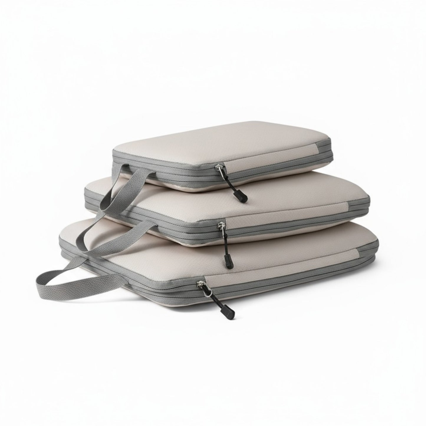 3-Piece Compression Packing Cube Set with Zipper Closure and Carry Handles