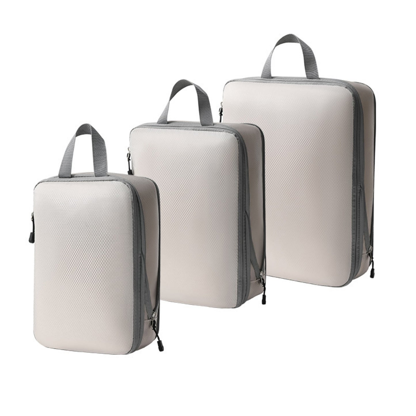 3-Piece Compression Packing Cube Set with Zipper Closure and Carry Handles