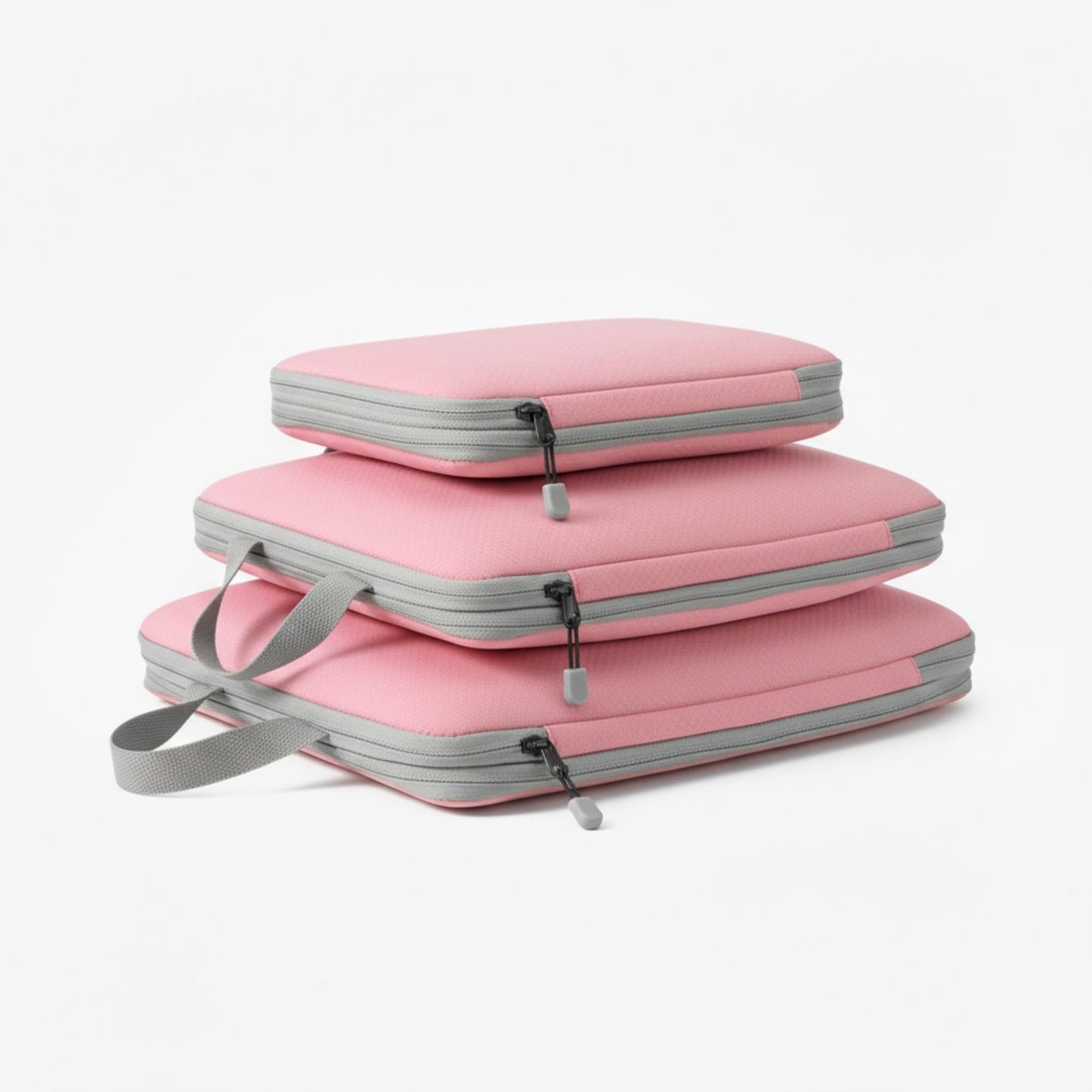 3-Piece Compression Packing Cube Set with Zipper Closure and Carry Handles