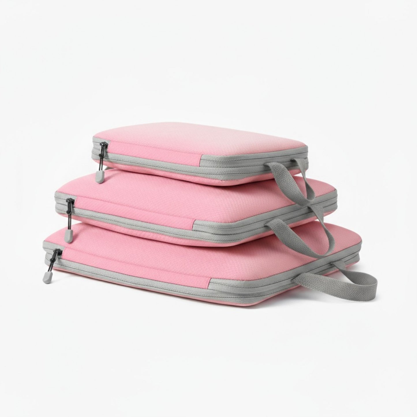 3-Piece Compression Packing Cube Set with Zipper Closure and Carry Handles