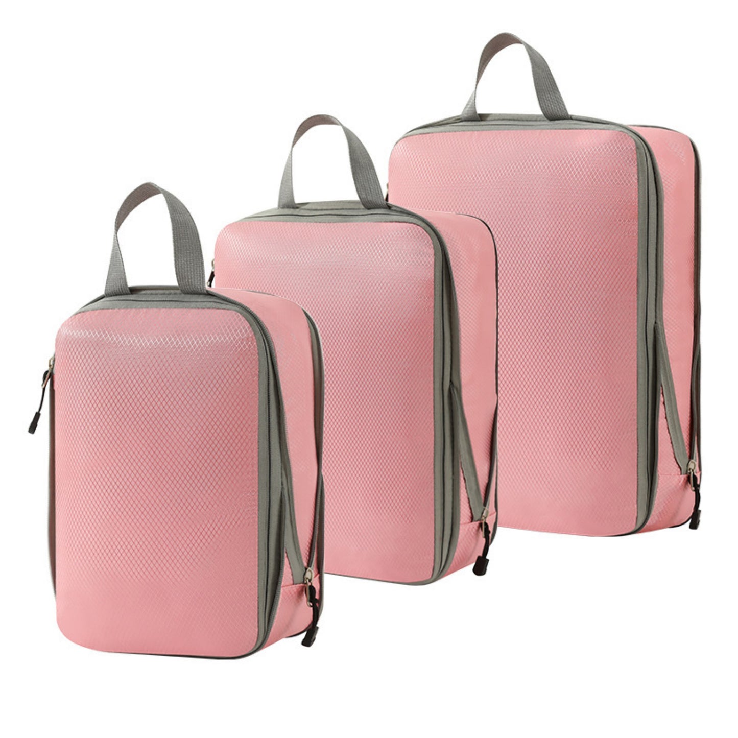 3-Piece Compression Packing Cube Set with Zipper Closure and Carry Handles