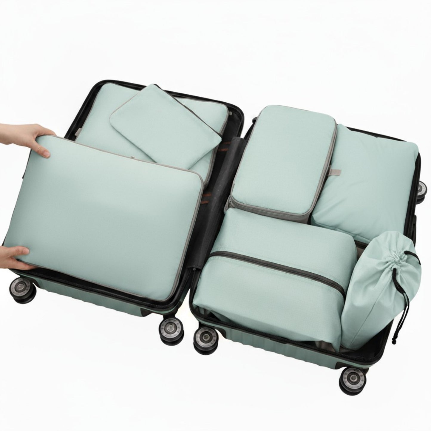 7-Piece Compression Packing Cube Set with Zipper Closures and Carry Handles