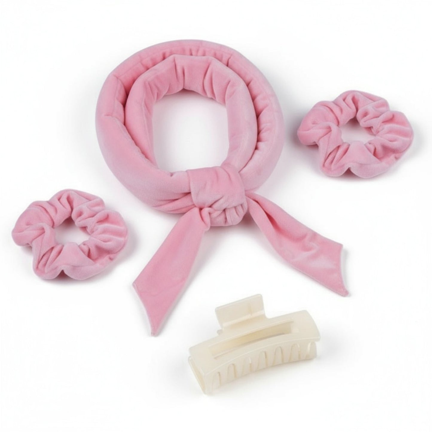 Plush Heatless Curling Headband Set with Scrunchies for Soft, Damage-Free Curls