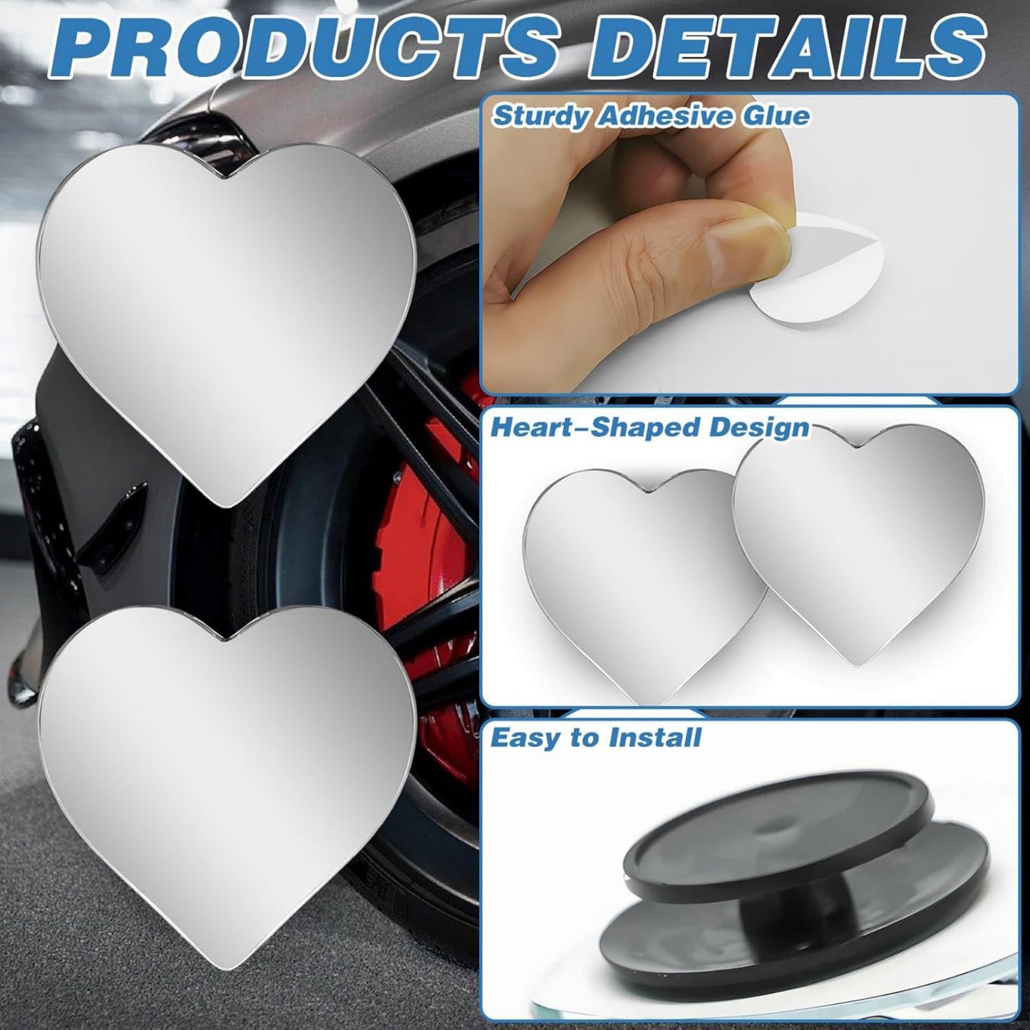 Heart-Shaped Blind Spot Mirror Set with Adjustable 360¡ã Rotation for Clearer Side View