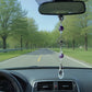 Crystal Bead Car Mirror Charm with Silver Daisy and Teardrop Pendant