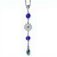 Crystal Bead Car Mirror Charm with Silver Daisy and Teardrop Pendant