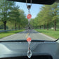 Crystal Bead Car Mirror Charm with Silver Daisy and Teardrop Pendant