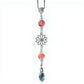 Crystal Bead Car Mirror Charm with Silver Daisy and Teardrop Pendant