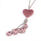 Pink Crystal Heart Car Mirror Charm with Teardrop Rhinestone Tassel