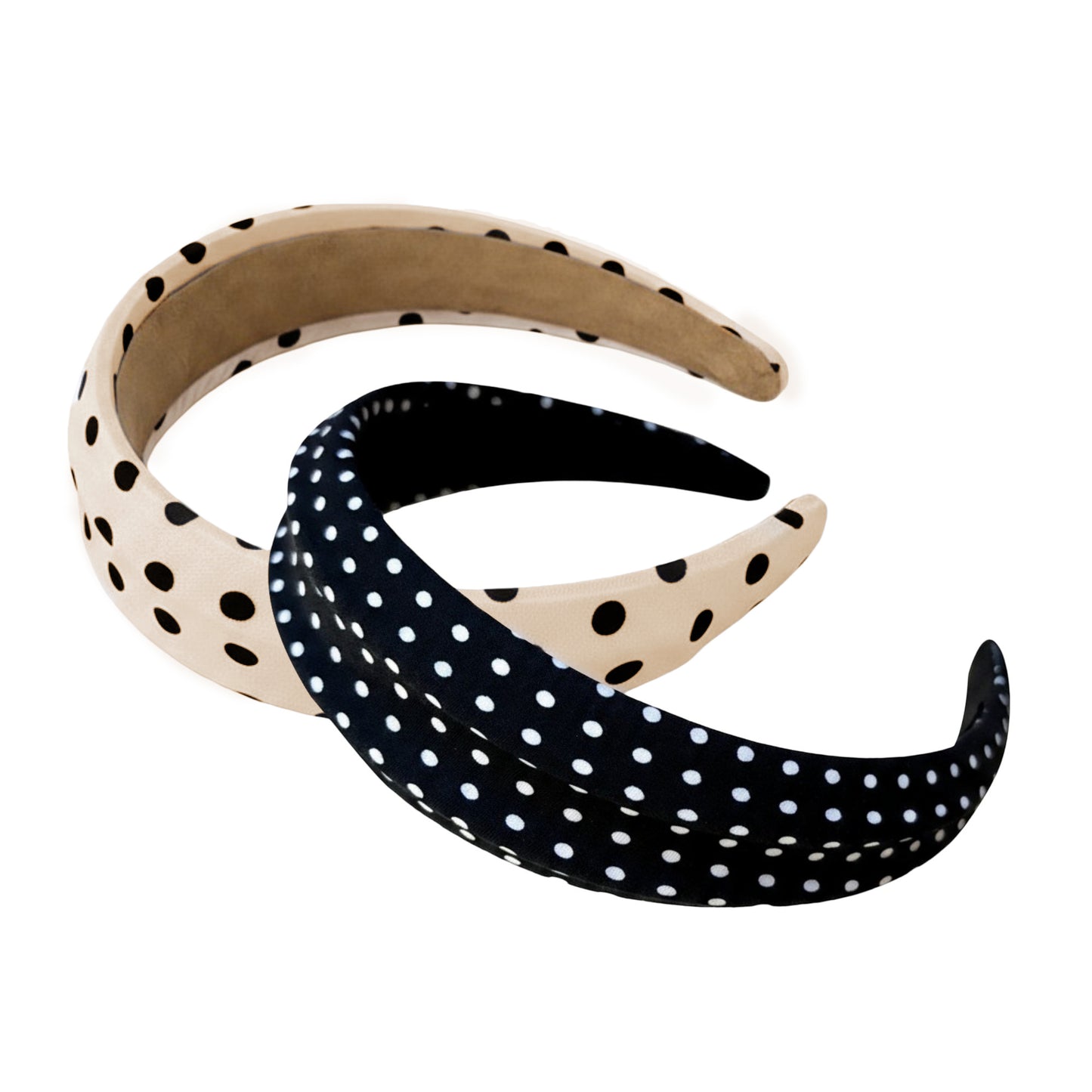 2pcs Polka Dot Padded Headband with Smooth Fabric Finish and Retro Style
