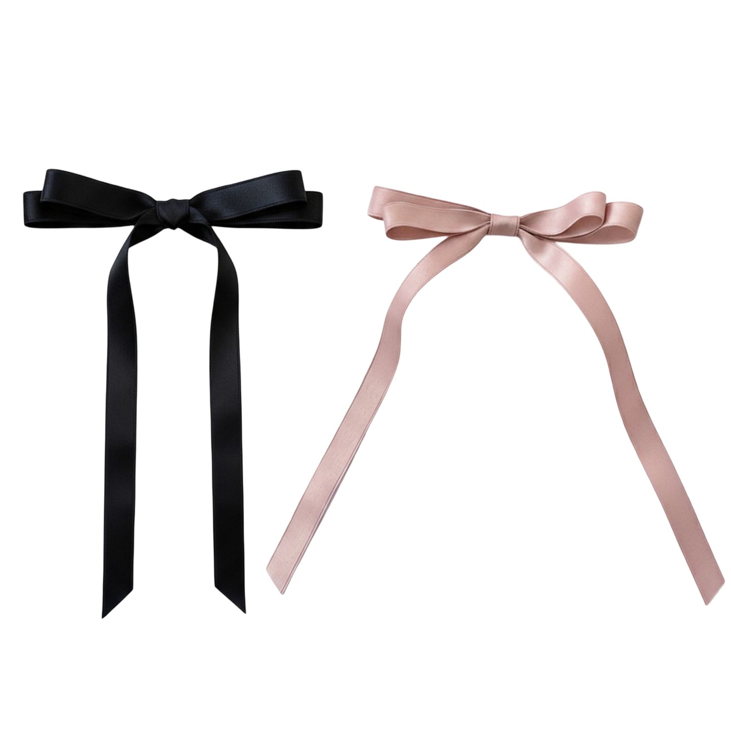 2pcs per Set Long Ribbon Bow Hair Clip with Sleek Streamer Tails and Elegant Minimalist Design
