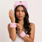 Plush Bow Spa Headband and Wristband Set for Face Washing and Skincare
