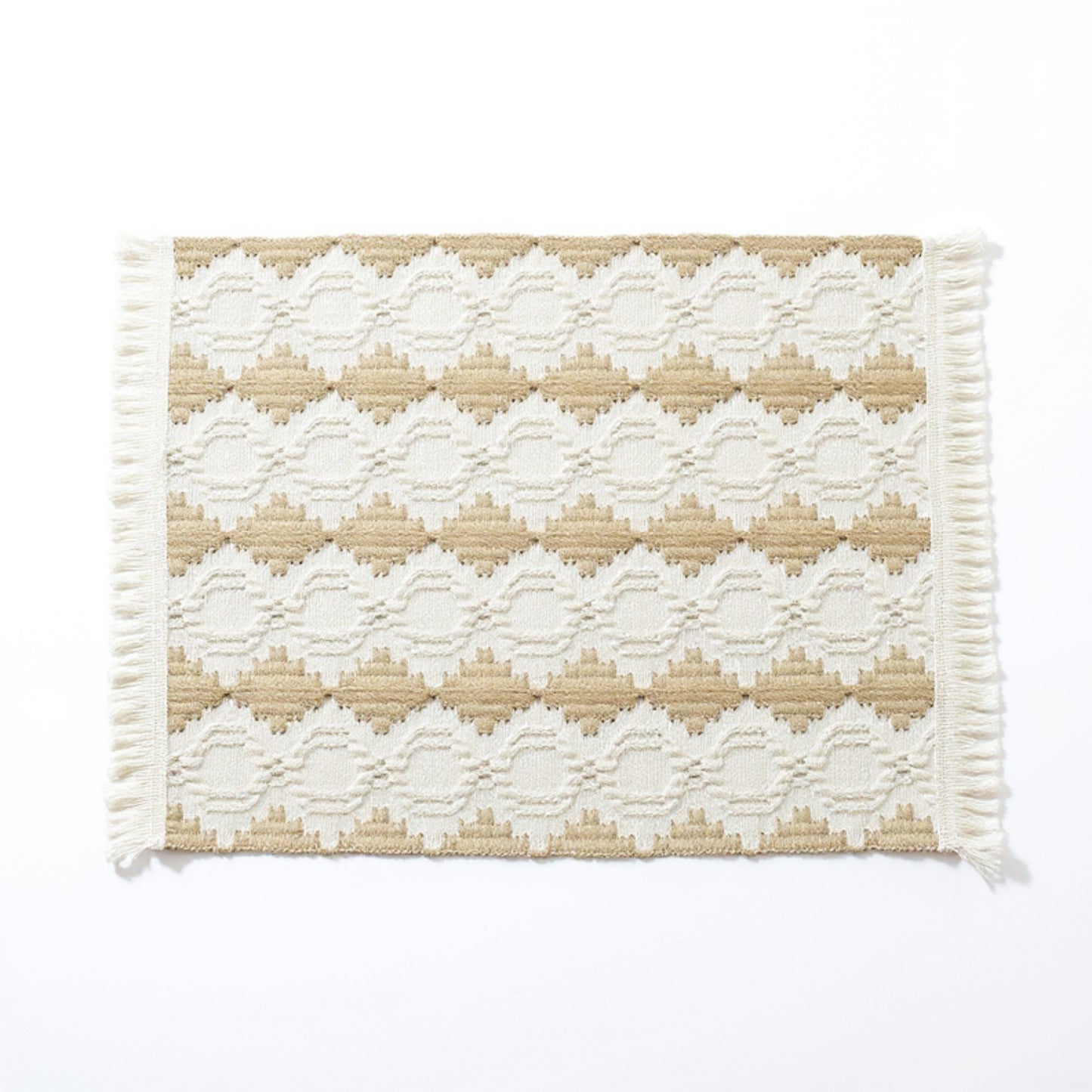 Set of 2 Woven Cotton Placemats with Fringe Edges for Dining Table