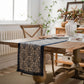 Floral Embroidered Table Runner with Crocheted Lace Edges