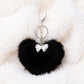 Plush Heart Keychain with Bow Detail and Metal Clip