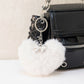 Plush Heart Keychain with Bow Detail and Metal Clip
