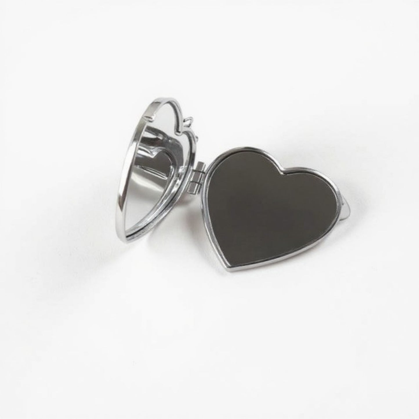Silver Heart Locket Keychain with 3D Bow Detail and Clasp Ring